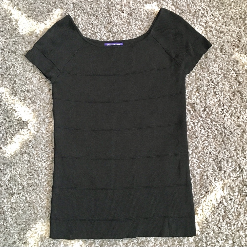 Vivienne Tam Black Knit Top Ribbed